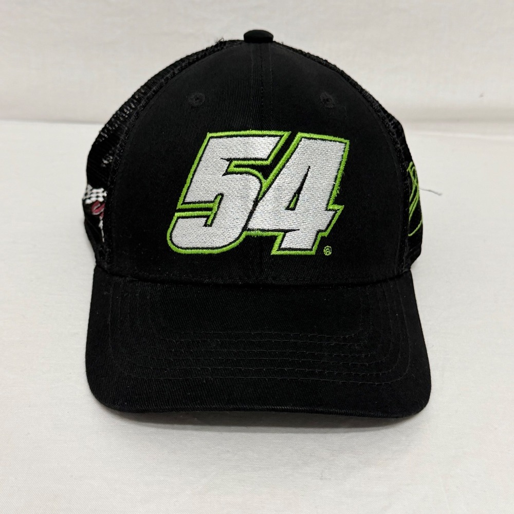 Joe Gibbs Racing Trucker Hat Mens OSFA Black Excellent NASCAR #54 Snapback Cap
